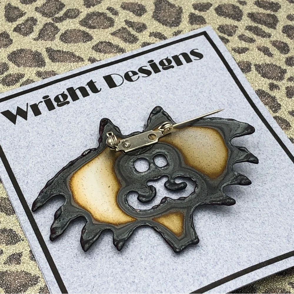 🌼 Crazy Cat Metal Art Artesian Handmade Pin Brooch